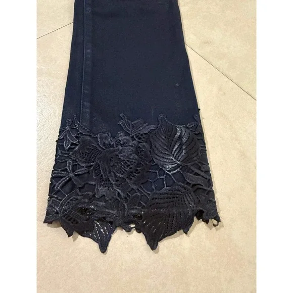 J Brand Ruby Electric Blue Coated High Rise Skinny Jeans Lace Hem Size 26 - Picture 2 of 7